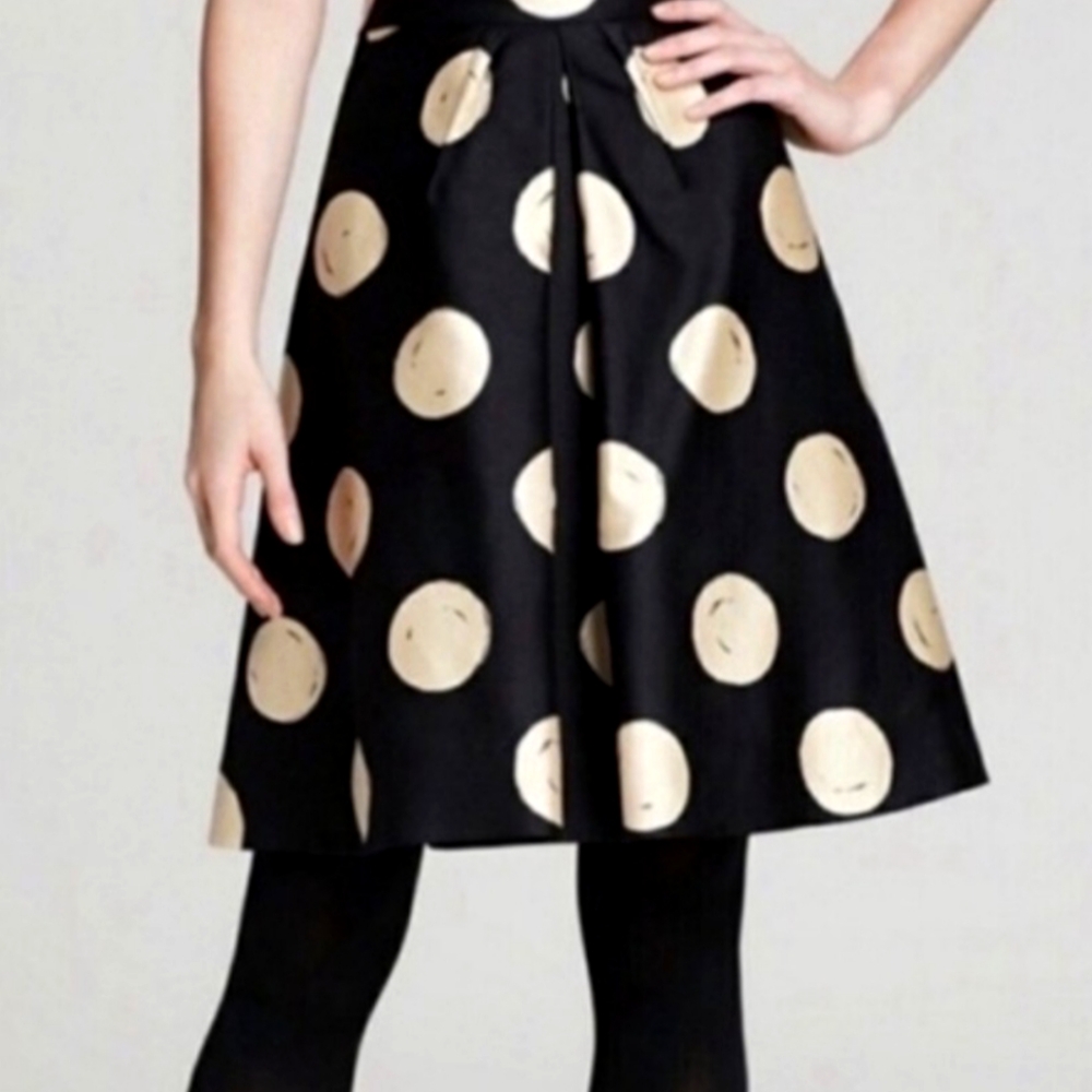 Kate spade silk holly black cork pleated skirt sz 8 NWT *K - Picture 1 of 9
